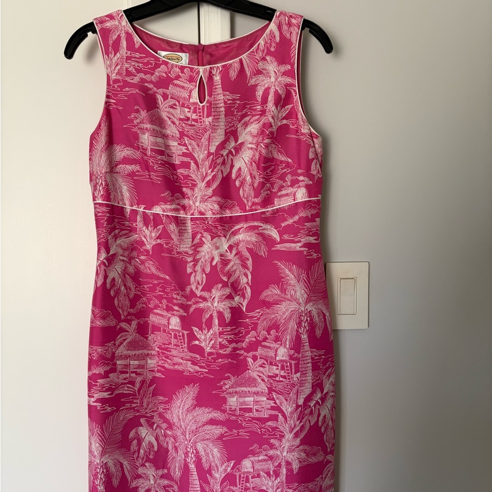 Talbots Pink Tropical Print Sheath Dress